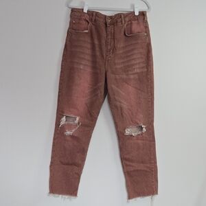 PILCRO Anthropologie Distressed Rust Pink High-Rise Jeans 32